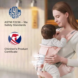 YIYUNBEBE Baby Carrier, 3-in-1 Baby Carrier Newborn to Toddler with Hip Seat (Ergonomic M Position) for 0-36 Month/7-45lbs, Adjustable Size for Enhanced Lumbar Support, Perfect for On-The-go, Pink