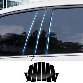 Fucaten Compatible Honda New Vezel RV Series (April 2021 - Present) Pillar Garnish B Pillar Genuine Side Visor Protective Cover Set of 8 (Piano Black)