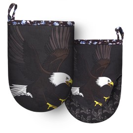 Mini Oven Mitts Cute,Silicone Oven Mitts Heat Resistant 500℉ with Non-Slip Grip and Soft Quilted Cotton Lining for Kitchen Cooking and Baking. Machine Washable-Eagles