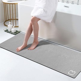 Tapete de baño largo con piedra de diatomita grande, súper absorbente, con respaldo de goma antideslizante, de secado rápido, para baño, 15.7 x 47.2  