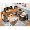 DurayLoly L Shaped Desk with Drawers & Printer Storage Shelves