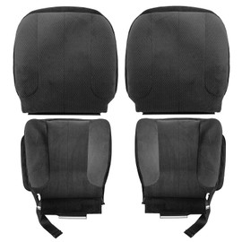 partszen Front Driver Passenger Bottom Top Cloth Black Seat Cover Fit for Dodge Ram 1500 2500 3500 2002-2005