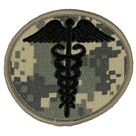 MEDICAL CADUCEUS 3" ROUND PATCH - Desert Color - Veteran Owned Business.