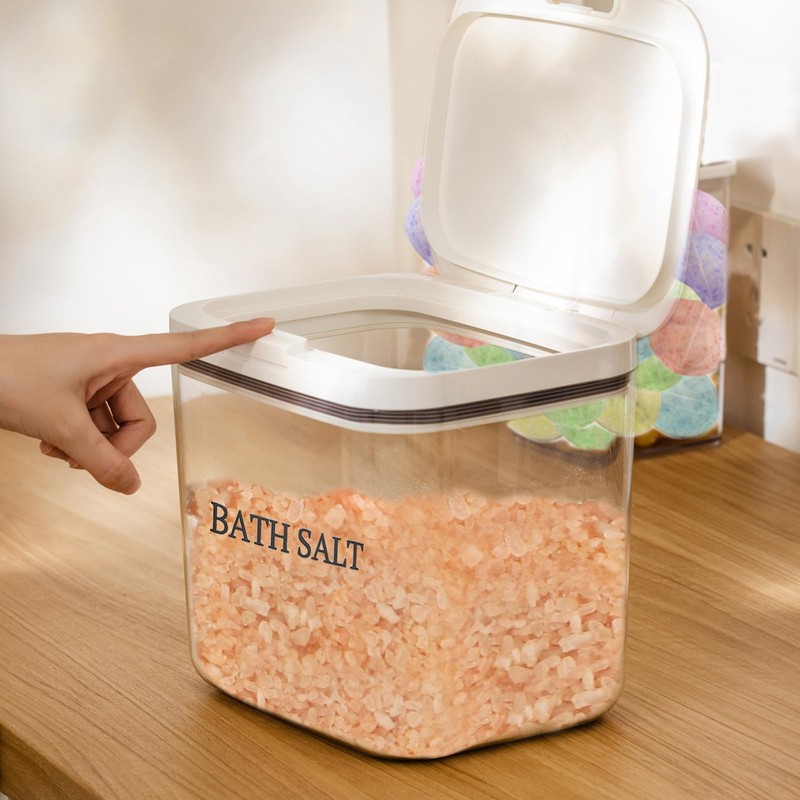 Yomjarl 2 Pack Salt Container,2 L Bath Salt Container With