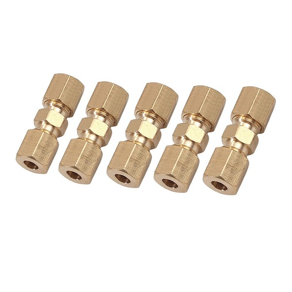 Bohaner 5Pcs 3/16"OD Tube Brass Brake Lines Compression Union Fitting
