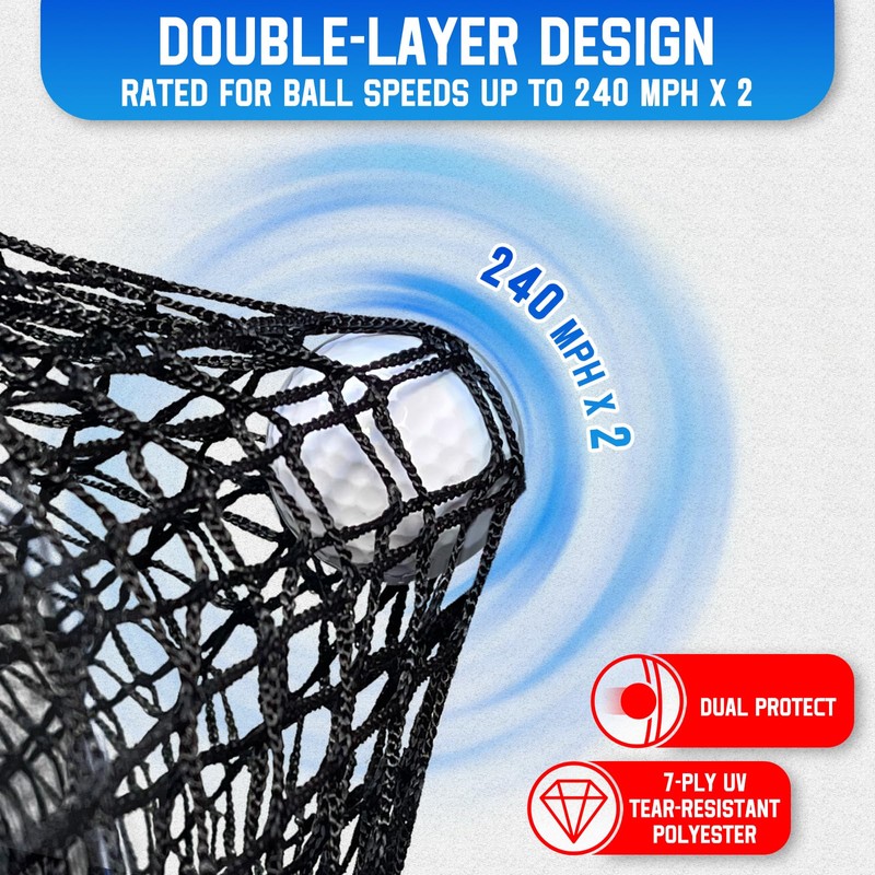 10x7ft Golf Net w/Extra Striking Net, Heavy Duty Golf Hitting