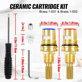 Brass 1-001 & Brass 1-002 Ceramic Valve Cartridge Replacement For Hot Widespread Cartridge and Cold Widespread Cartridge