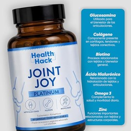 Joint Joy Platinum | Apoya la Salud de Articulaciones y Huesos | Con Glucosamina, Colágeno, MSM, Omega 3, Ácido Hialurónico y Biotina | Suplemento par