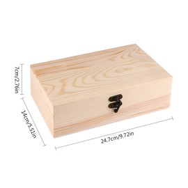Unfinished Wood Box, Dedoot Wood Jewelry Box with Locking Clasp Rectangle Wood Box Organizer for Crafting Gift Box Artist Tool and Brush Storage Box, 9.7x5.5x2.7 Inch