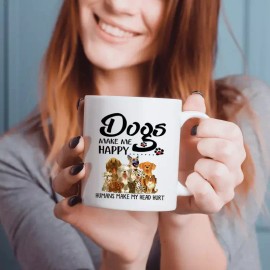 Unbranded 11oz Large Ceramic Mug with Funny Dog Illustration, Multipurpose, Holiday Gifts