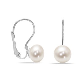LeCalla 925 Sterling Silver Freshwater Pearl Earring for Women | Freshwater Cultured Pearl Leverback Drop Earring 25MM