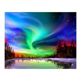 DIY 5D Diamond Art Painting Kits Full Drill, Crystal Rhinestone Embroidery Cross Stitch Craft Painting Pictures for Adults Kids, Canvas Aurora Painting by Numbers for Home Wall Decor - 30x40cm