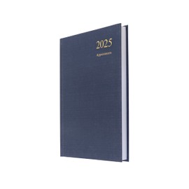 Collins Essential 2025 Eco Friendly Diary - A5 Day to a Page with Appointments Business Planner with Leathergrain Hardback Cover and Recycled Paper - Navy - E-ESSA51A.59-25