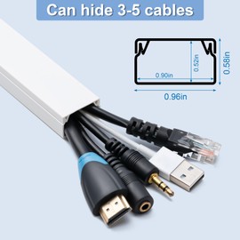 94.5in Cord Hider Kit, Cord Covers for Wires on Wall, Cable Hider Cord Organizer, Wire Hiders for TV on Wall, Cord Concealer, Cable Cover Wall Wire Management, 6X L15.7 W0.96 H0.58in, White