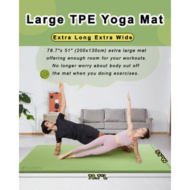 RYTMAT Large Yoga Mat 6'x4' 15mm Extra Thick, TPE Yoga Mat Non-Slip Exercise Mat for Yoga Pilates, Home Gym Workouts Mat - Green