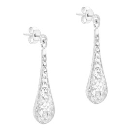 Carissima Gold Women's 9 ct White Gold 5.5 x 23.5 mm Diamond Cut Teardrop Earrings