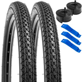 YUNSCM 2-PCS 26" Bike Tires 26x1.95/50-559 and 26" Bike Tubes Schrader Valve Compatible with 26x1.75 26x1.90 26 x 1.95 26x2.0 Bike Bicycle Tires and Tubes (P-123A)