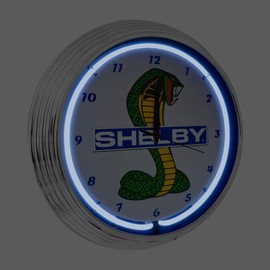 Shelby Cobra Blue Light Up Neon Wall Clock 15-Inch