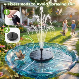 AISITIN Solar Bird Bath Fountain Pump, Solar Fountain for Bird Bath with 6 Nozzles, Solar Powered Water Fountain Pump for Garden, Ponds, Pool, Fish Tank and Outdoor