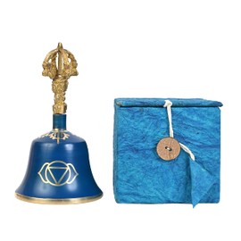 Blue Third Eye Chakra Tibetan Bell (Note E) - 5.5 Inches H x 3 Inches D - Chakra Meditation Harmony