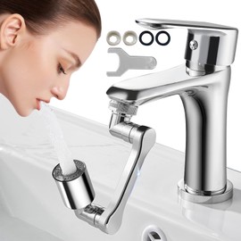 Aireador Extensor De Grifo Giratorio De 1080° Aeradores de Fregaderos de Cocina con 2 Modos Cabezal de Rociador de Grifo de Filtro De Salpicaduras de Gran Angular Universal Cocina Baño (plata)