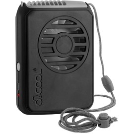 O2COOL Portable Neck Personal Travel USB Battery Powered Adjustable Lanyard Cooling Fan, (Black)