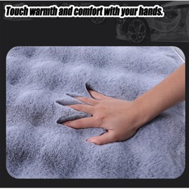 Luxury Thickened Plush Car Seat Cushion Set, Soft Fluffy Protector Warm Faux Rabbit Fur Non-Slip Front and Back Seat Covers Fuzzy Car Seat Interior Warm for Winter Mat Universal Fit (Gray,6pcs)