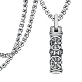 Zaruiqun Viking Necklace for Men 925 Sterling Silver Viking Necklace for Ashes Cremation Jewelry for Men