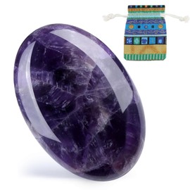 DUQGUHO Amethyst Crystal Stone 2.4'' Purple Palm Stone Natural Healing Crystal Gemstone Worry Stone Energy Balancing Polished Stones Blessing Gifts Boho Pocket Stone 1PCS