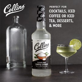 Collins Sugar Free Simple Syrup For Drinks, Sugar Free Coffee Syrup, Simple Syrup Cocktail Ingredients Simple Syrup Keto 32oz