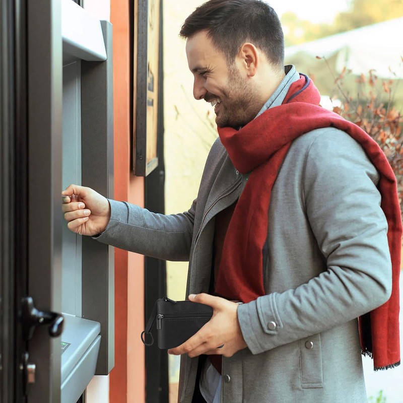 Amaxiu Genuine Leather Mini Coin Purse, black, Classic