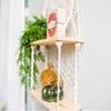 SnugLife 2 Tier Macrame Wall Hanging Shelf with Woven Rope