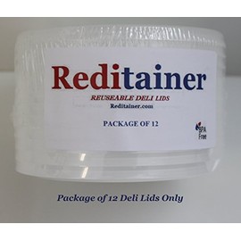 Reditainer Deli Container Lids - Airtight Durable Plastic Lids - Replacement Reusable Deli Lids for Reditainer Deli Containers LIDS ONLY - Package Count (12)