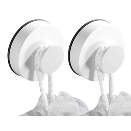 IVEOPPE Suction Cup Hooks, Pack of 2, Vacuum Suction Cups with Hooks, Extra Strong, No Drilling, Reusable Hooks, Suction Cup, Waterproof Suction Cup Hooks, Load Capacity 3 kg/6 lbs, White