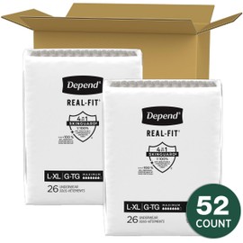 Depend Real Fit Incontinence Underwear for Men, Disposable, Maximum Absorbency, Large/Extra Large, 52 Count (2 Packs of 26), Packaging May Vary