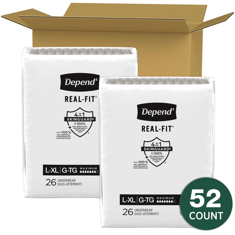 Depend Real Fit Incontinence Underwear for Men, Disposable, Maximum Absorbency,