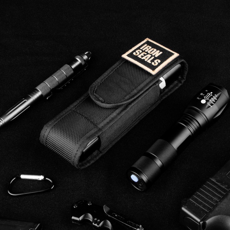 IronSeals 2 Pack Flashlight Holster Pouch Holder Flash Light Belt