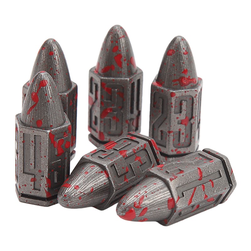 6 Pcs Bullet Metal Dice Set Micro Polyhedral Bloodstained Bullet