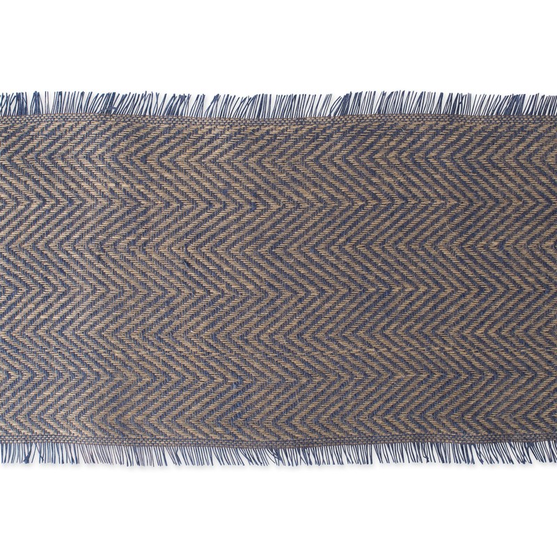 DII Jute Burlap Table Runner, Chevron Blue, 14 x 72