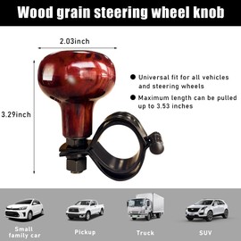 Yourkar Car Woodgrain Steering Wheel Spinner Knob, Anti Slip Automotive Power Handle Spinner, Smooth Ball Shape Aid Knob to Control Steering Wheel Easier, Car Accessories