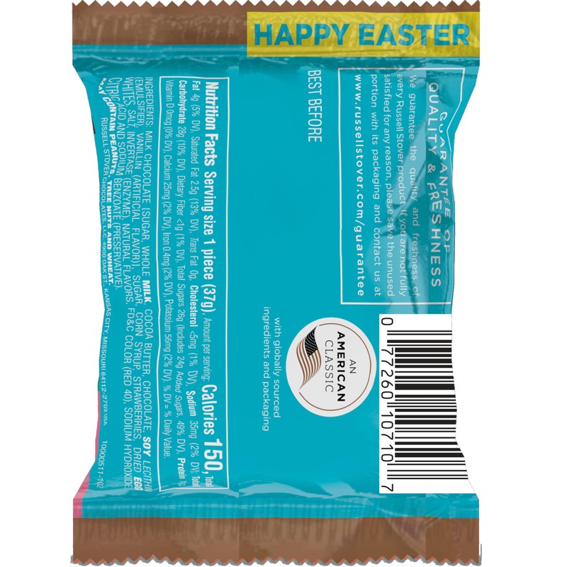 Russell Stover Easter Strawberry Crème Milk Chocolate Easter Egg, 1.3