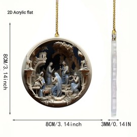 16Pcs Easter Tree Decorations, 3.14inch Acrylic Easter Tree Ornaments, Nativity Scene Hanging Ornaments for Easter Tree, Religious Gift for Family Friends