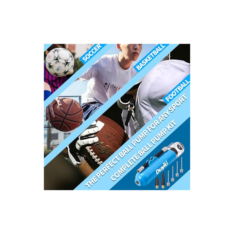 Portable Two-Way Sports Ball Pump Kit with Needles & Hose