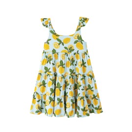 BambooBud Girls Sleeveless Dress Casual Summer Dresses Swing Kids Toddlers Viscose from Bamboo Sundress Cute Dress 2-5T,Fresh Lemon, 5T