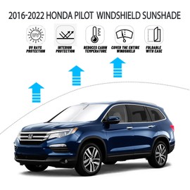 D-Lumina Windshield Sun Shade for 2016-2025 Honda Pilot Accessories, Front Window Sunshade Sun Visor Protector Block UV Rays Heat, Foldable 2 Layers 210T Material