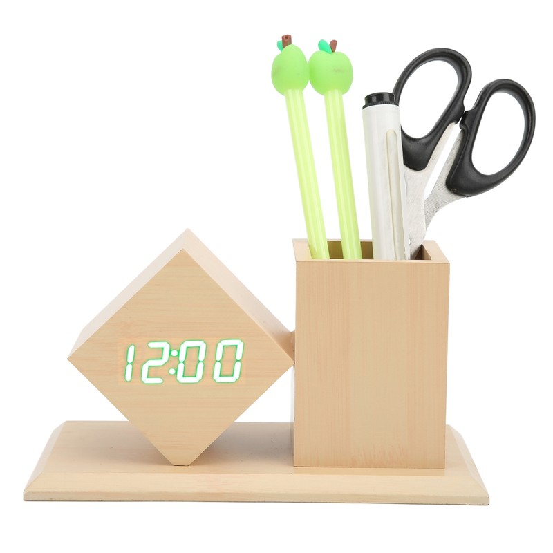 Pen Holder Alarm Clock Pen Holder Design Green Light Temperature