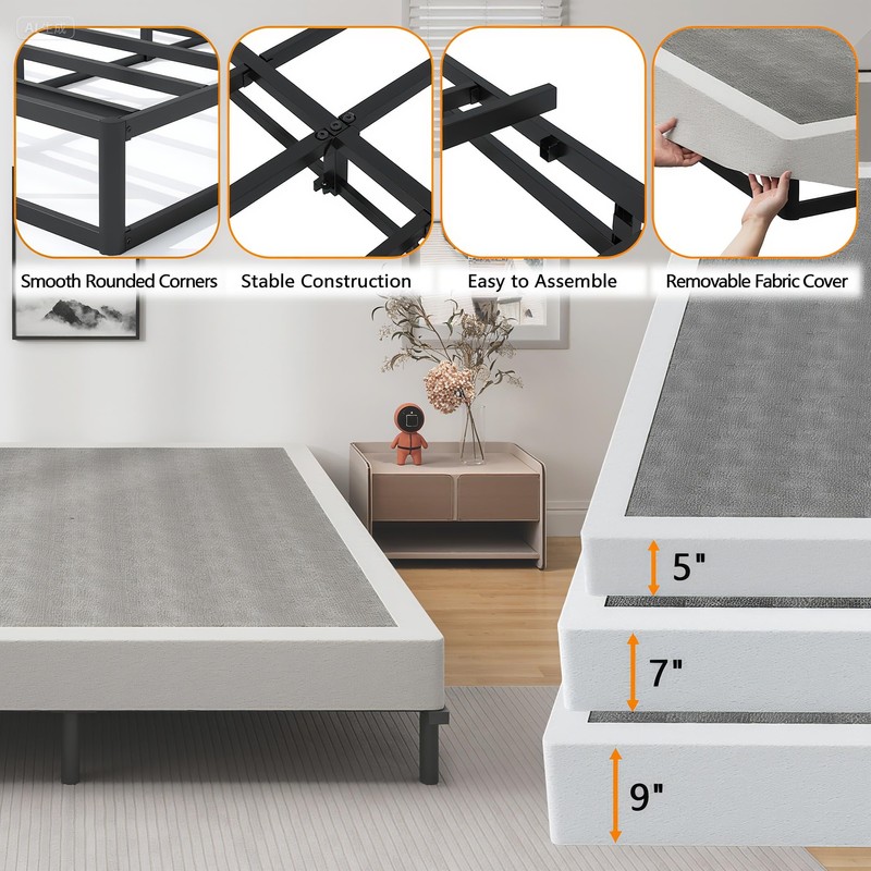 Snaye Queen Box Spring Bed Base 5 Inch, 3000lbs Heavy