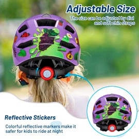 Kids Bike Helmet 48-51cm for Little Kids 3-5, SIFVO Lightweight Toddler Helmet with Detachable Visor, Adjustable Toddler Cycle Helmets