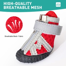 Paipeper Dog Shoes for Small Medium Dogs,Dog Boots & Paw Protectors for Hot Pavement and Winter Snow,Anti-Slip Rubber Dog Booties for Outdoor Walking and Indoor Hardfloors(red-Size 1)