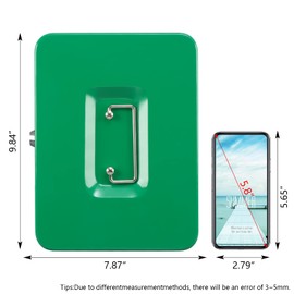 KYODOLED Large Lock Box with Money Tray,Storage Cash Box with Lock,Safe Metal Box for Money,9.84"x 7.87"x 3.54" Green Large